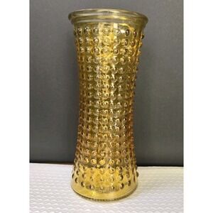 Vintage MCM Amber Hobnail Vase DPS Amber Glass Flared